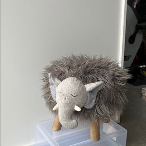 11” by 16” Restoration Hardware Elephant stool /Ottoman - Gray and Tan